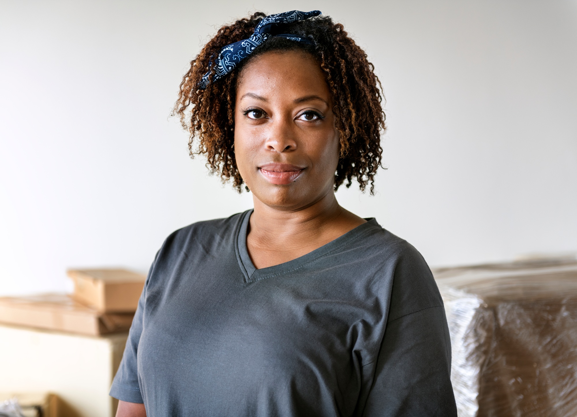Portrait of cheerful black woman